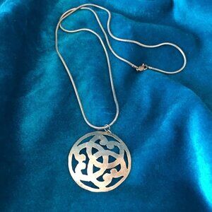 Celtic circle pendant necklace Sterling silver 22 inch snake chain